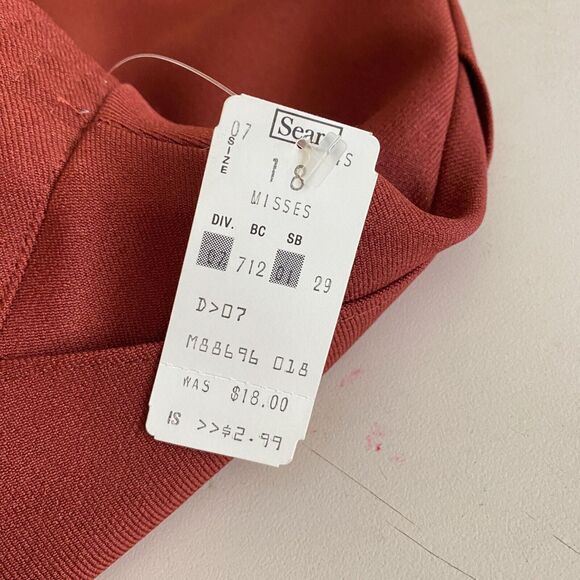 NWT Deadstock VTG Sears Fashion Place Size L Burnt Dark Orange Mod Skirt Pockets - Picture 8 of 8